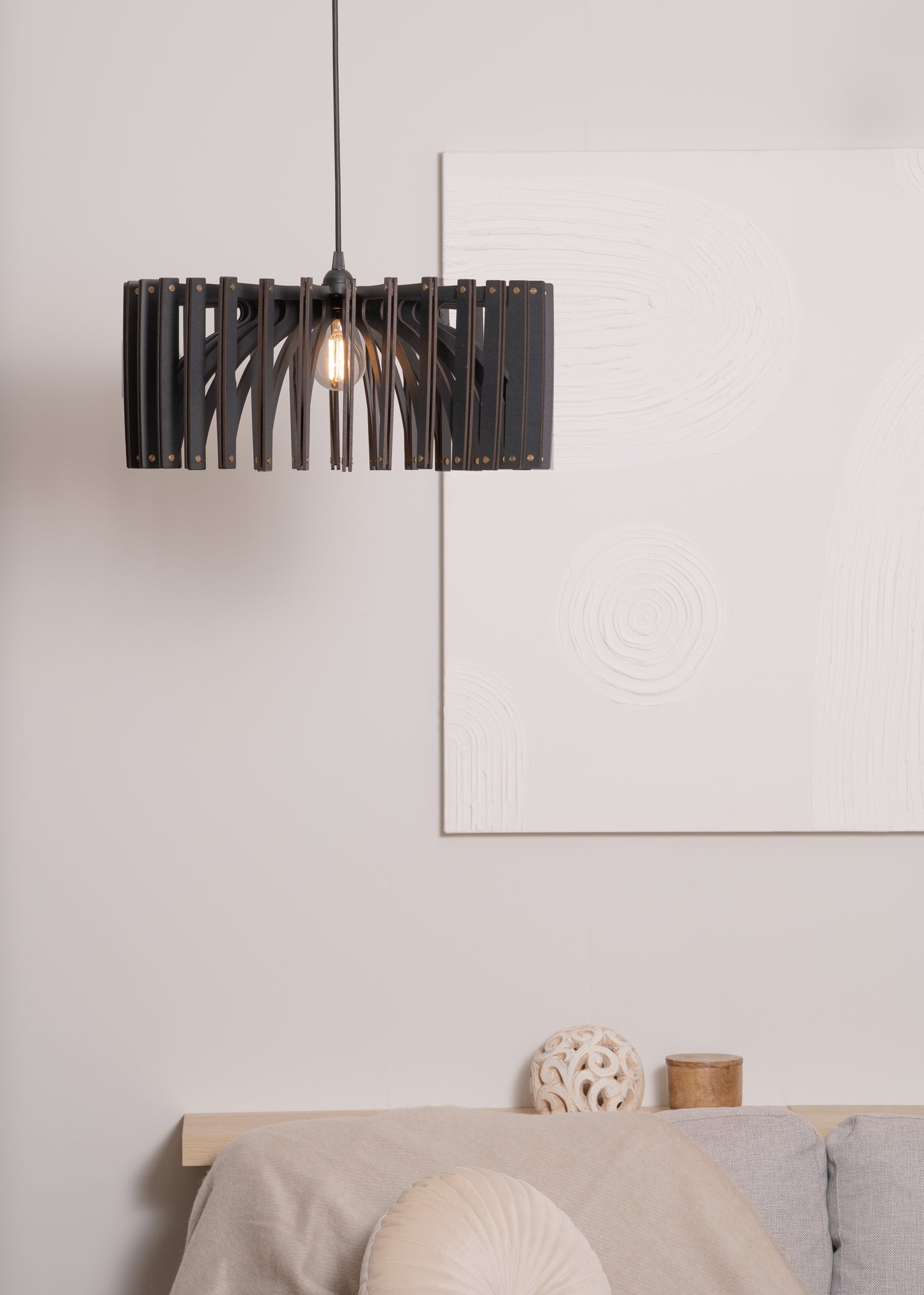 Light Black Umbrella| Wood Pendant Light| Pattern Light Fixture | Mid Century Modern | Handmade Lamp | Ceiling Lamp | Chandelier Lighting