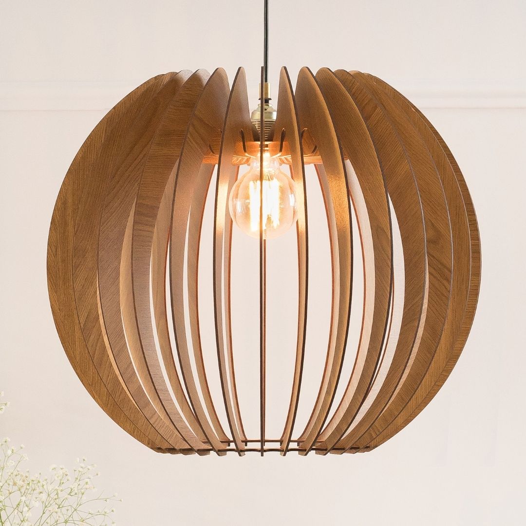 wood pendant light hanging ball