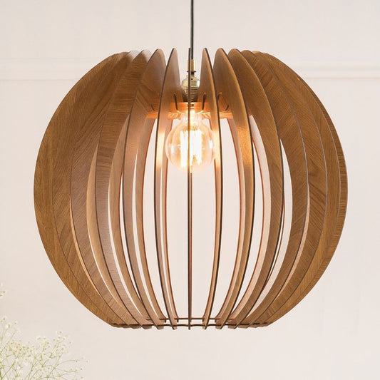 wood pendant light hanging ball