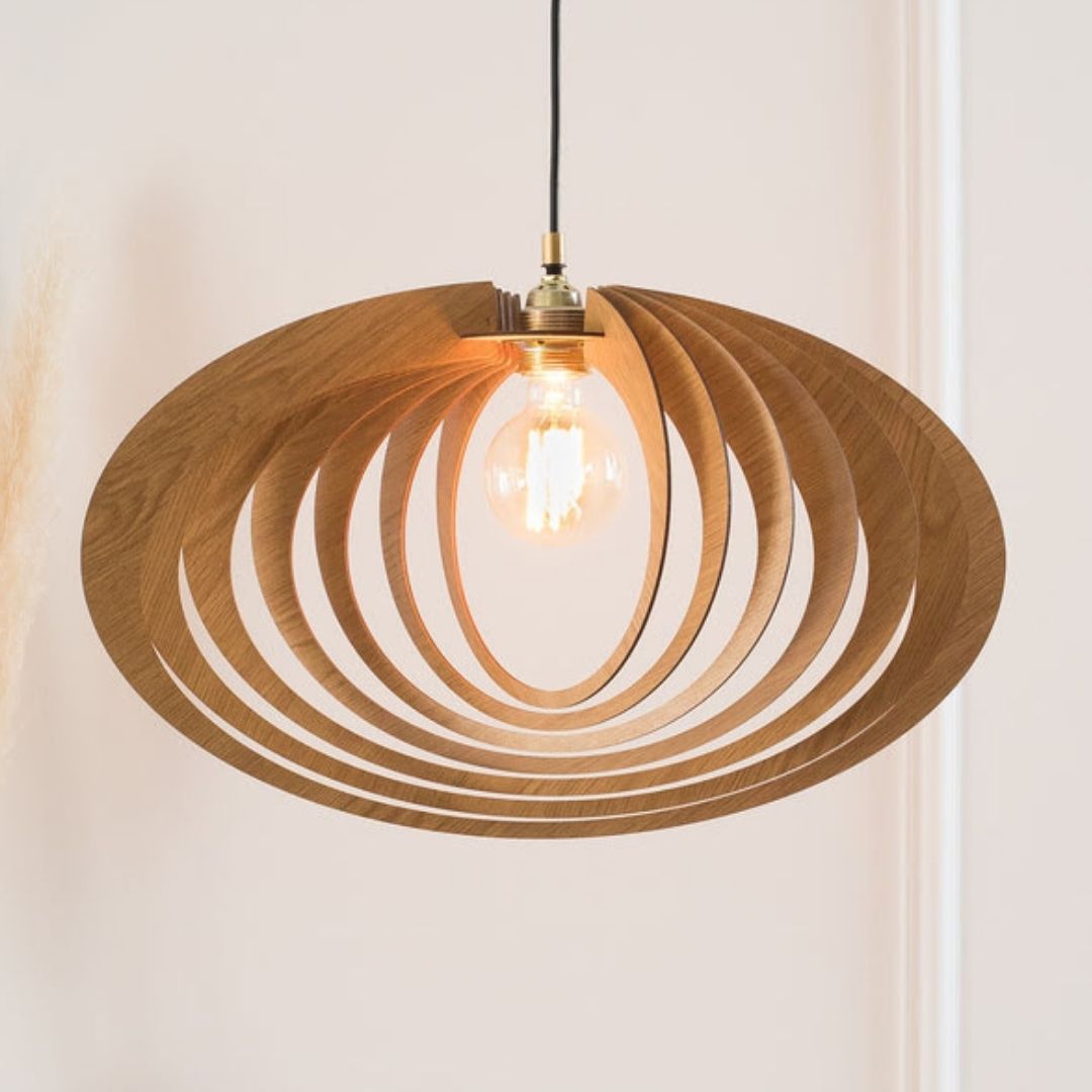 wood pendant light elliptic orbit