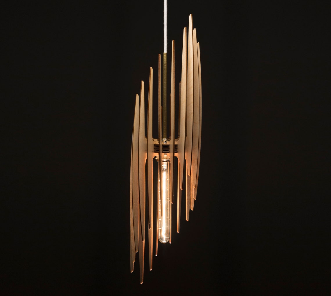 wood pendant light stalactite