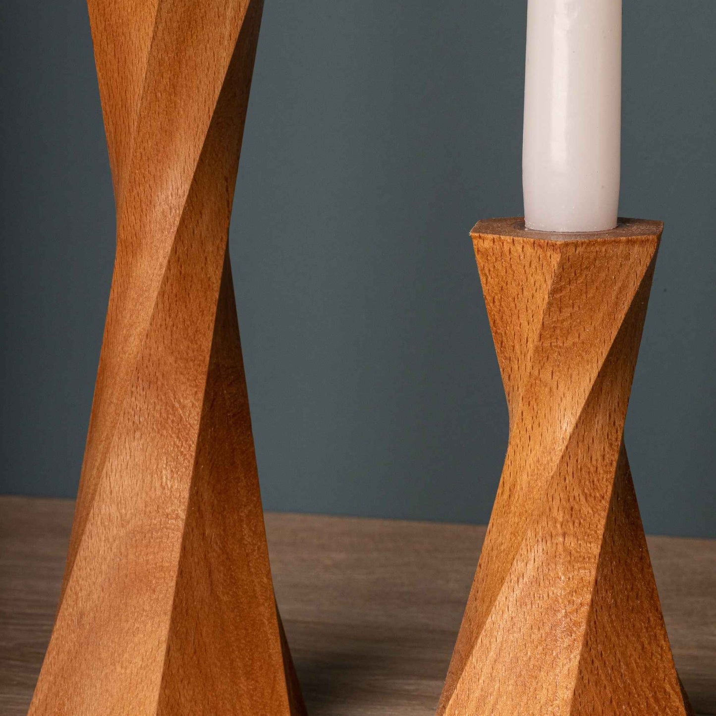 Distortion Wood Candle Holder Set
